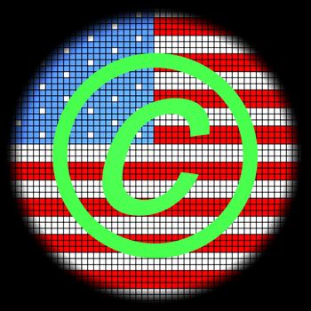 Copyright Icon on American Flag Checkered Background
