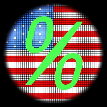  Perent Icon on American Flag Checkered Background