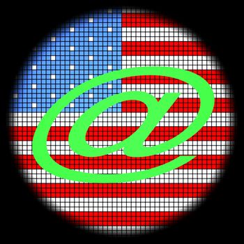 Ampersat Icon on American Flag Checkered Background