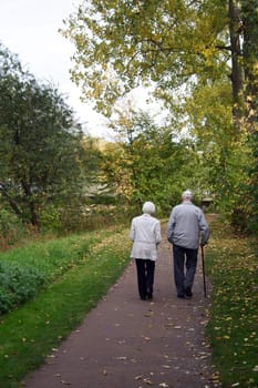 An elderly couple taking a walk in the woods
** Note: Slight blurriness, best at smaller sizes.