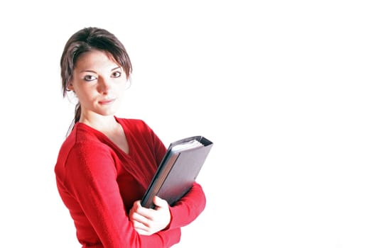 Attractive student. All on white background.