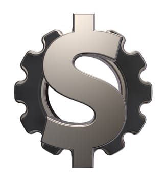 gear wheel with dollar symbol - 3d illustration