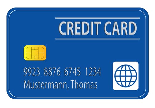 A stylized credit card showing fictional information.