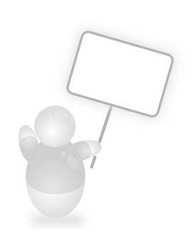A stylized demonstrator holding a sign. All isolated on white background.