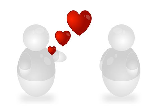 Two stylized persons on Valentine's Day. All isolated on white background.