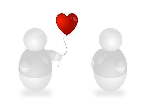 Two stylized persons on Valentine's Day. All isolated on white background.