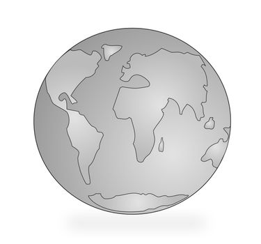 A stylized earth in grey tone. All isolated on white background.