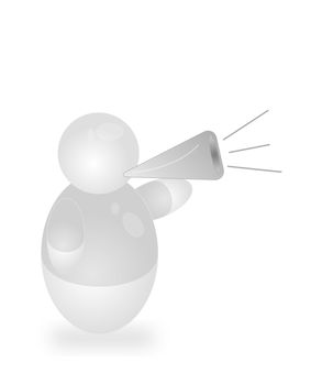 A stylized person yells through a megaphone. All isolated on white background.