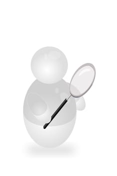 A stylized person holding a magnifier. All isolated on white background.