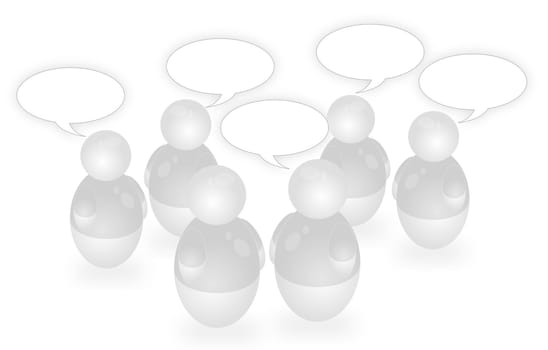 Several stylized person having a discussion. All isolated on white background.