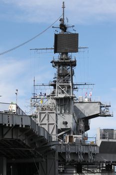 Radar system of the USS Midway in San Diego