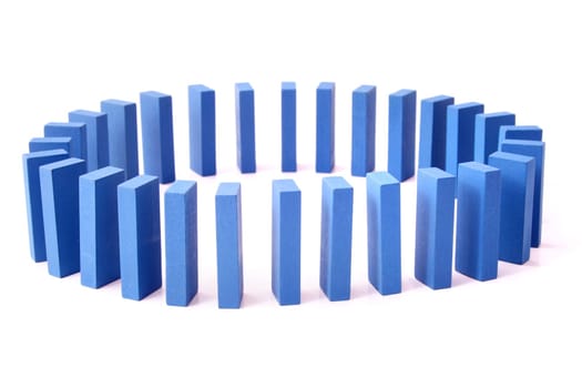 A circle of blue dominoes. All isolated on white background.