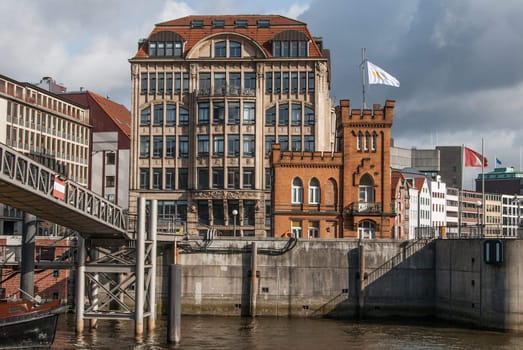 Vuew from the Old Warehouse District to the city of Hamburg
