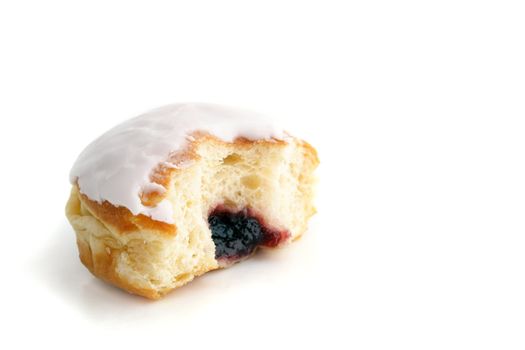 Half of a filled donut. All isolated on white background.