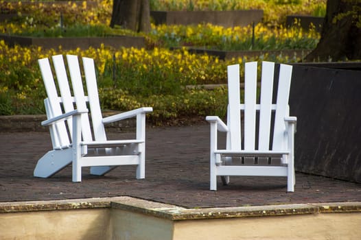 Armchairs in the botanic garden in hamburg