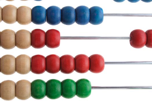 A simple abacus to calculate. All isolated on white background.