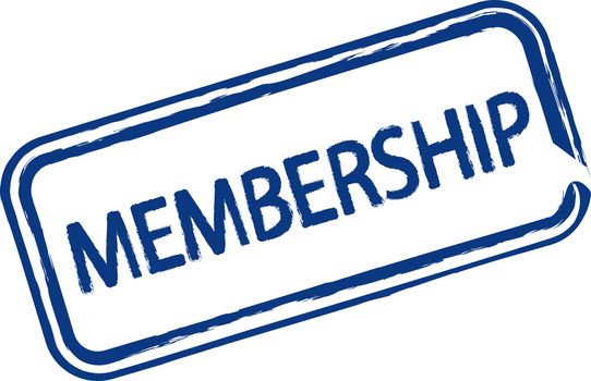 An illustrated stamp that declares a membership. All on white background.