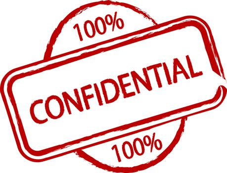 An illustrated stamp that says that something is confidential. All on white background.