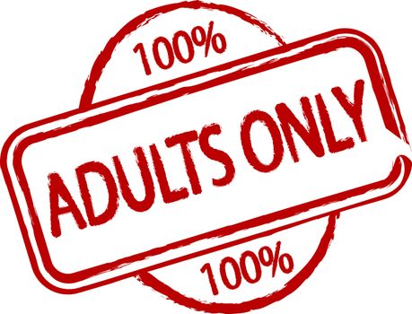 An illustrated stamp that says Adults only. All on white background.