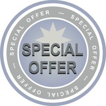 An illustrated badge that declares a special offer. All on white background.