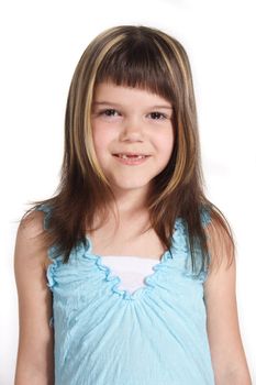 A smiling young girl. All isolated on white background.
