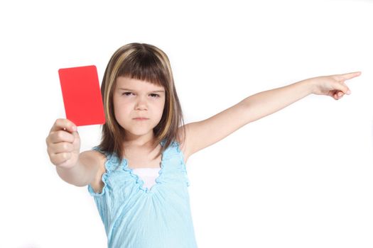 A young girl books someone. All isolated on white background.