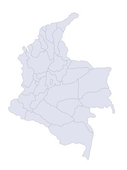 A stylized map of Colombia showing the different provinces.