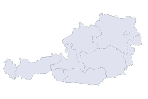 A stylized map of Austria showing the different provinces.