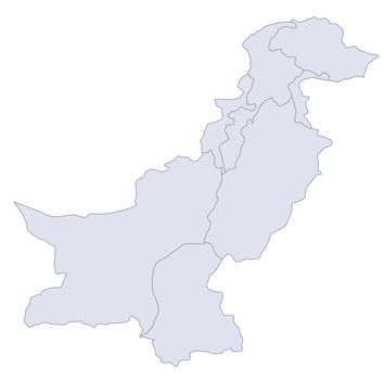 A stylized map of Pakistan showing the different provinces.