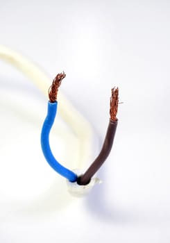 Two uninsulated wires. All on white background.