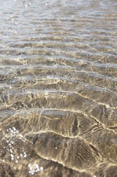 Water ripples with shiny reflections on the surface.