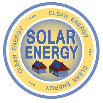 An illustrated badge symbolizing clean solar energy.