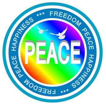 An illsutrated badge symbolizing world peace. All on white background.