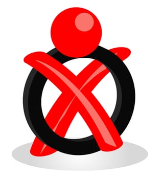 A stylized red figure symbolizing an election.