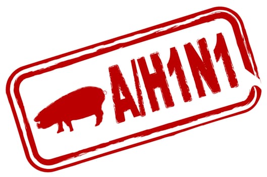 An illustrated stamp is warning about the swine flu H1N1 virus.