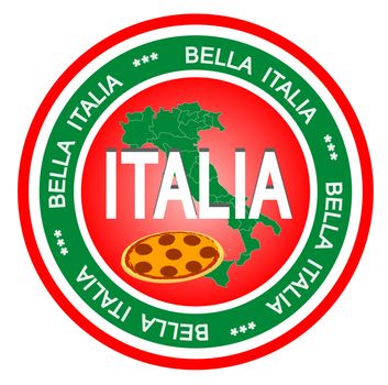 An illustrated badge symbolizing Italy. All on white background.
