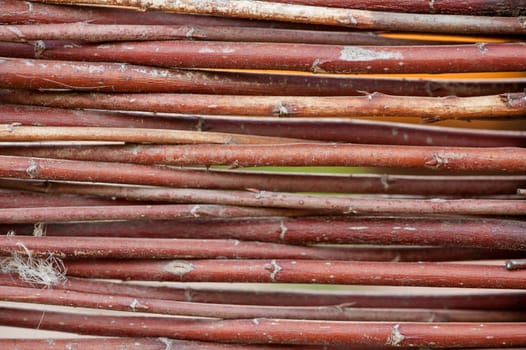 Texture of braided willow twigs, close up