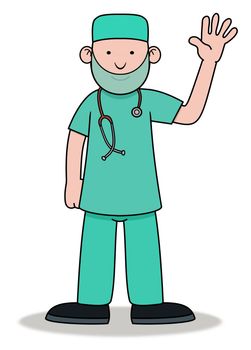 Illustration of a Surgeon Waving