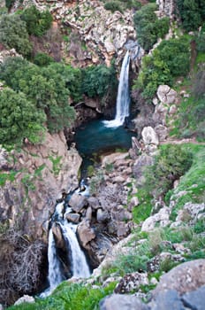 Banias Falls in the winter at the Golan Heights .Israel .