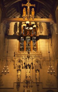 All Saints Chapel Trinity Church New York City Inside Stained Glass Crucifix Memorial to Reverend Morgan Dix, built in 1914 by Thomas Nast