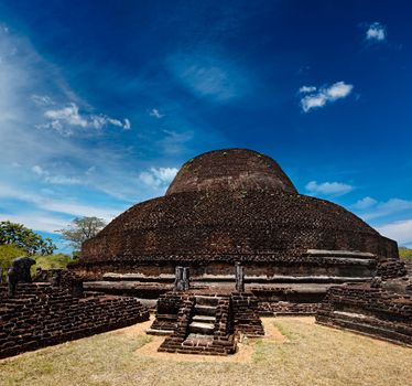 Ancient Buddhist dagoba (stupe) Pabula Vihara. Ancient city of Pollonaruwa, Sri Lanka