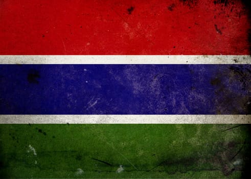 The flag of Gambia on old and vintage grunge texture