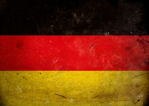 The flag of Germany on old and vintage grunge texture