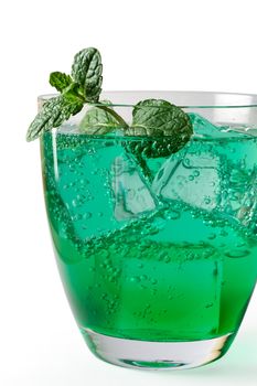 Drink with ice cubes and mint leaves (1) with clipping path