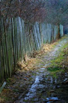 Illustration of a Wet path about a fence