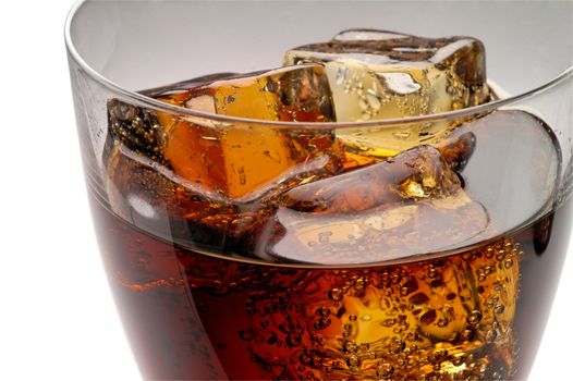 Glass of cola drink with ice closeup (1)  with clipping path