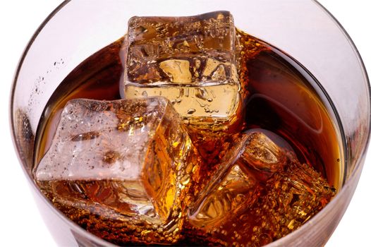 Glass of cola drink with ice closeup (3) with clipping path