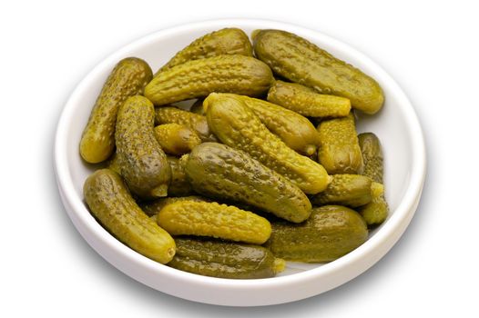 Pickles (cucumbers) with clipping path