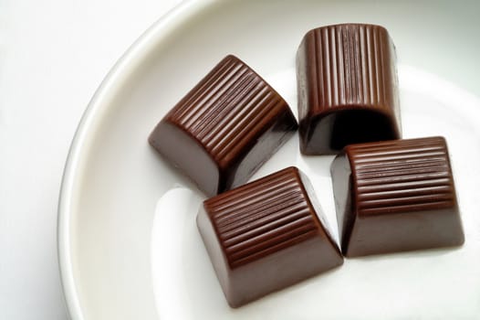 Chocolate candies in a dish