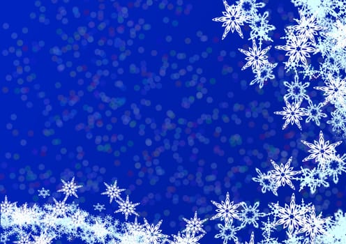 Christmas blue  background from snow. Red background.